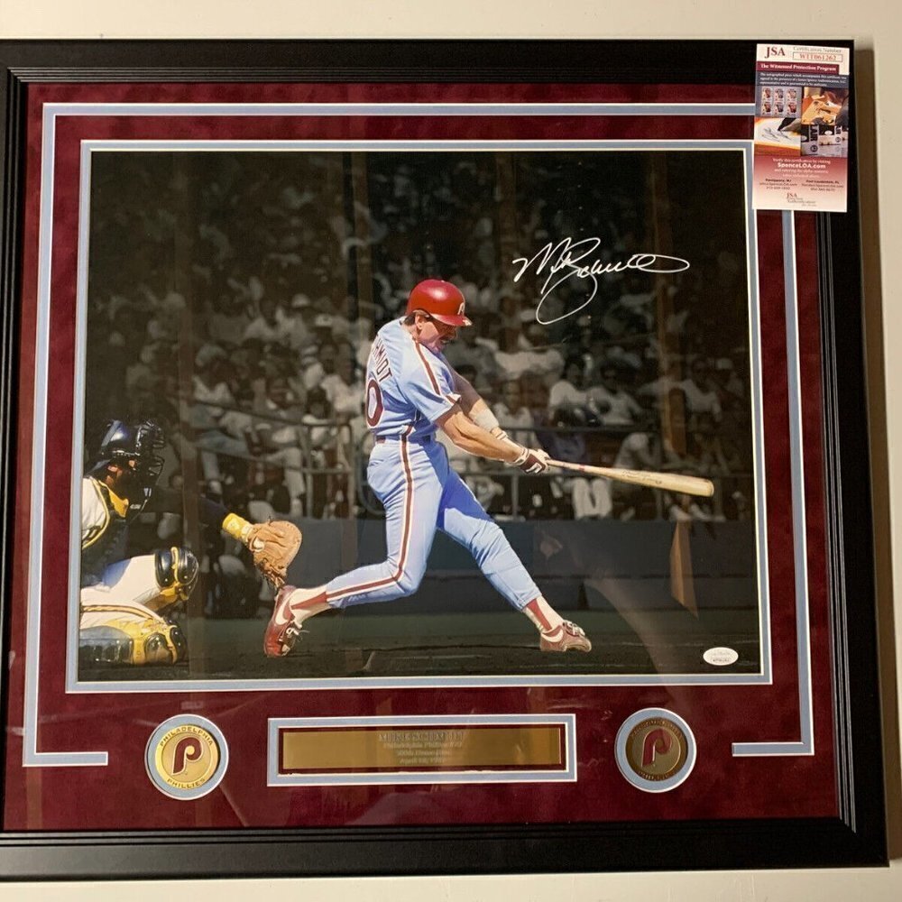 Mike Schmidt Autograph Signed Phillies 500th Home Run 16x20 Photo Framed JSA